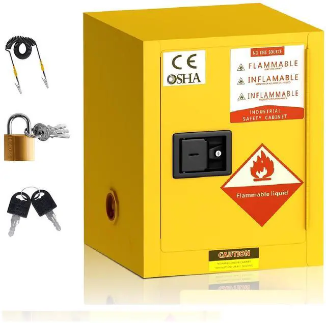 Main image of 21" D x 21" W x 26" H Flammable Cabinet, Industrial Chemical Safety Cabinet, Hazardous Storage Cabinets, for Commercial Industrial and Home Use, Yellow