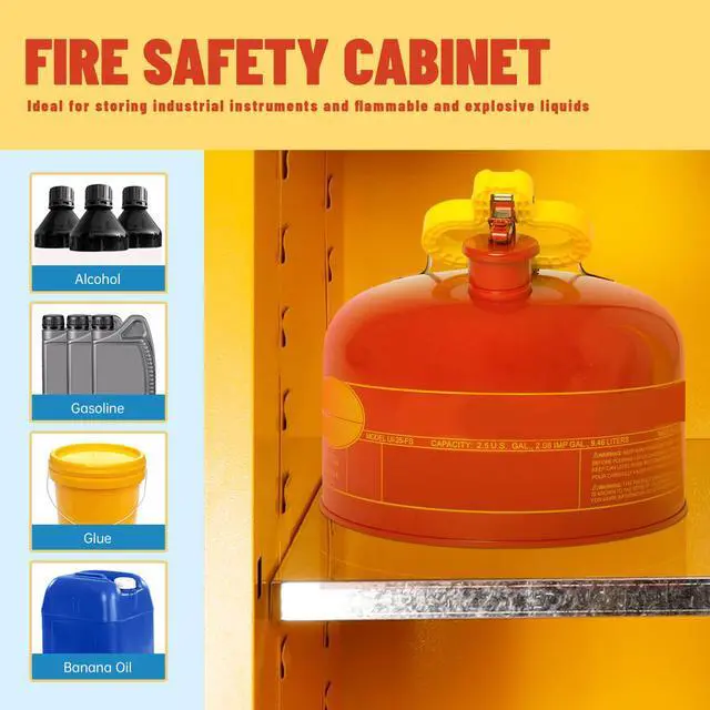 Alt view image 4 of 6 - 21" D x 21" W x 26" H Flammable Cabinet, Industrial Chemical Safety Cabinet, Hazardous Storage Cabinets, for Commercial Industrial and Home Use, Yellow