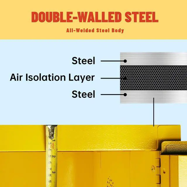 Alt view image 5 of 6 - 21" D x 21" W x 26" H Flammable Cabinet, Industrial Chemical Safety Cabinet, Hazardous Storage Cabinets, for Commercial Industrial and Home Use, Yellow