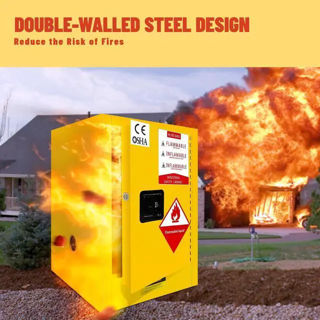 Alt view image 6 of 6 - 21" D x 21" W x 26" H Flammable Cabinet, Industrial Chemical Safety Cabinet, Hazardous Storage Cabinets, for Commercial Industrial and Home Use, Yellow