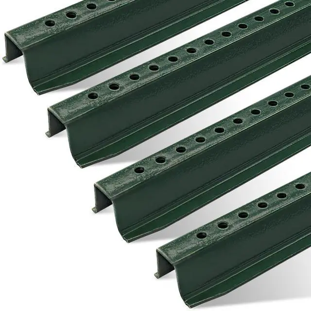 Main image of U Channel Sign Post, 7 Feet Tall 2 LBS Steel per Foot, Heavy Weight Post, Baked on Green Enamel, (4 Pack)