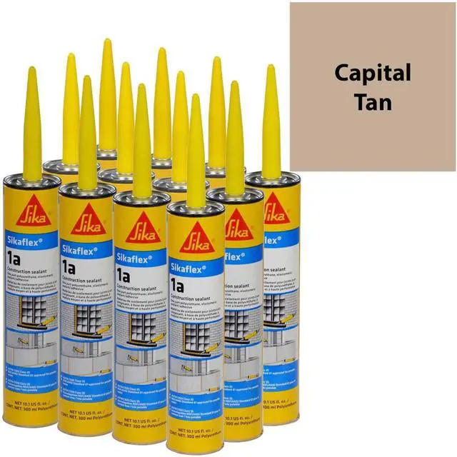 Alt view image 2 of 3 - 1A Polyurethane Premium Grade High Performance Elastomeric Sealant, 10.3 fl oz Capacity, Capital Tan, 12 Tubes
