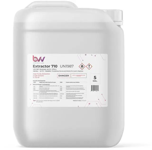 Main image of BVV High-Purity 710 Extraction Solvent for Lab and Industrial Use - Alcohol Solvent Evaporates Completely in Rotary Evaporator - No Residuals or Taste - CDA 12-A Super Solvent - 5 Gallon