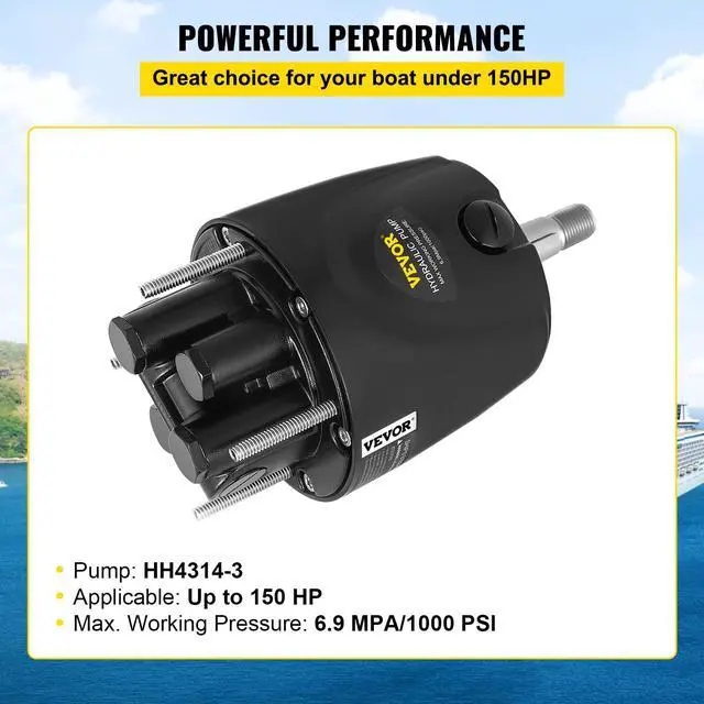 Alt view image 3 of 6 - Hydraulic Outboard Steering Pump 150HP, Aluminum Alloy Structure, Hydraulic Outboard Steering Pump with Replaceable Shaft Seal, HH4314-3