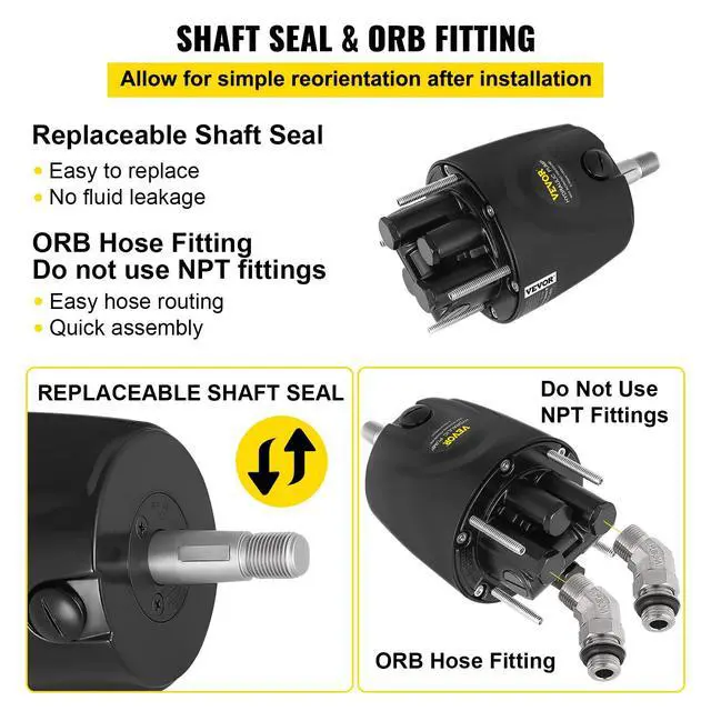 Alt view image 4 of 6 - Hydraulic Outboard Steering Pump 150HP, Aluminum Alloy Structure, Hydraulic Outboard Steering Pump with Replaceable Shaft Seal, HH4314-3