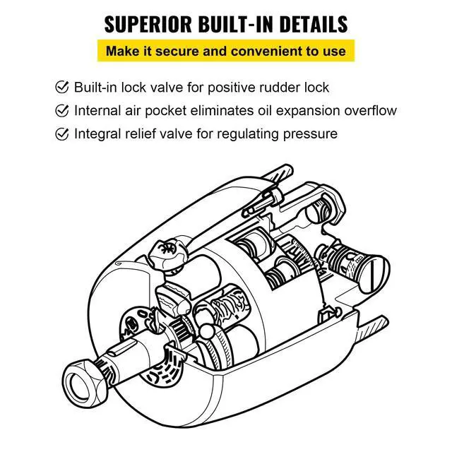 Alt view image 5 of 6 - Hydraulic Outboard Steering Pump 150HP, Aluminum Alloy Structure, Hydraulic Outboard Steering Pump with Replaceable Shaft Seal, HH4314-3