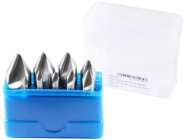 Main image of 60 Degrees 9 Pc Single Flute H.S.S. Countersink Set, Ground, 0245-0021 | 60 Degrees 9 Pc Single Flute HSS Countersink Set, Angle: 60 Degree, Precision Ground