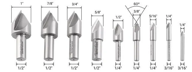 Alt view image 2 of 6 - 60 Degrees 9 Pc Single Flute H.S.S. Countersink Set, Ground, 0245-0021 | 60 Degrees 9 Pc Single Flute HSS Countersink Set, Angle: 60 Degree, Precision Ground