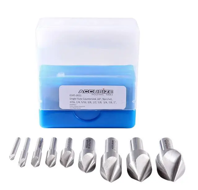 Alt view image 5 of 6 - 60 Degrees 9 Pc Single Flute H.S.S. Countersink Set, Ground, 0245-0021 | 60 Degrees 9 Pc Single Flute HSS Countersink Set, Angle: 60 Degree, Precision Ground