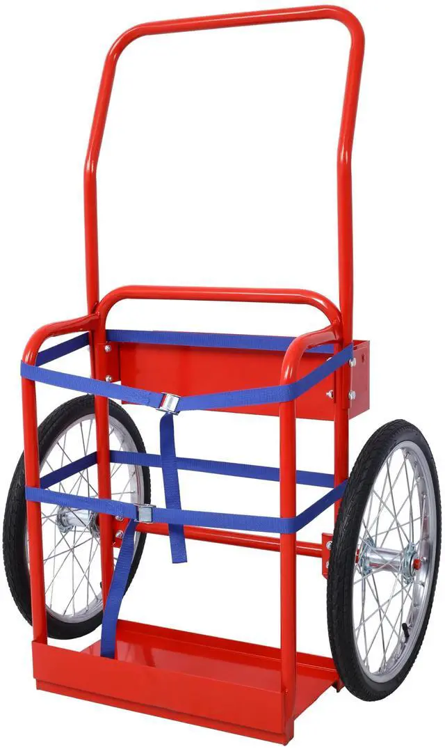 Main image of Large Dual Oxygen Tank Cart Dolly Double Welding Cylinder Cart Full Range Optimize Welding Transport,20" Pneumatic Wheels Includes Two Fastening beltsEasily Maneuvered