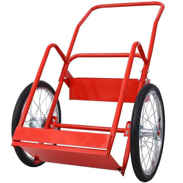 Alt view image 2 of 6 - Large Dual Oxygen Tank Cart Dolly Double Welding Cylinder Cart Full Range Optimize Welding Transport,20" Pneumatic Wheels Includes Two Fastening beltsEasily Maneuvered