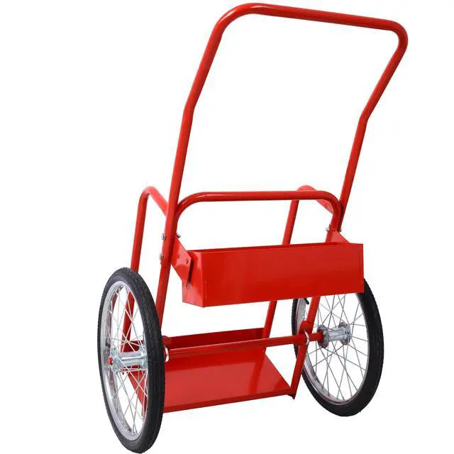 Alt view image 3 of 6 - Large Dual Oxygen Tank Cart Dolly Double Welding Cylinder Cart Full Range Optimize Welding Transport,20" Pneumatic Wheels Includes Two Fastening beltsEasily Maneuvered