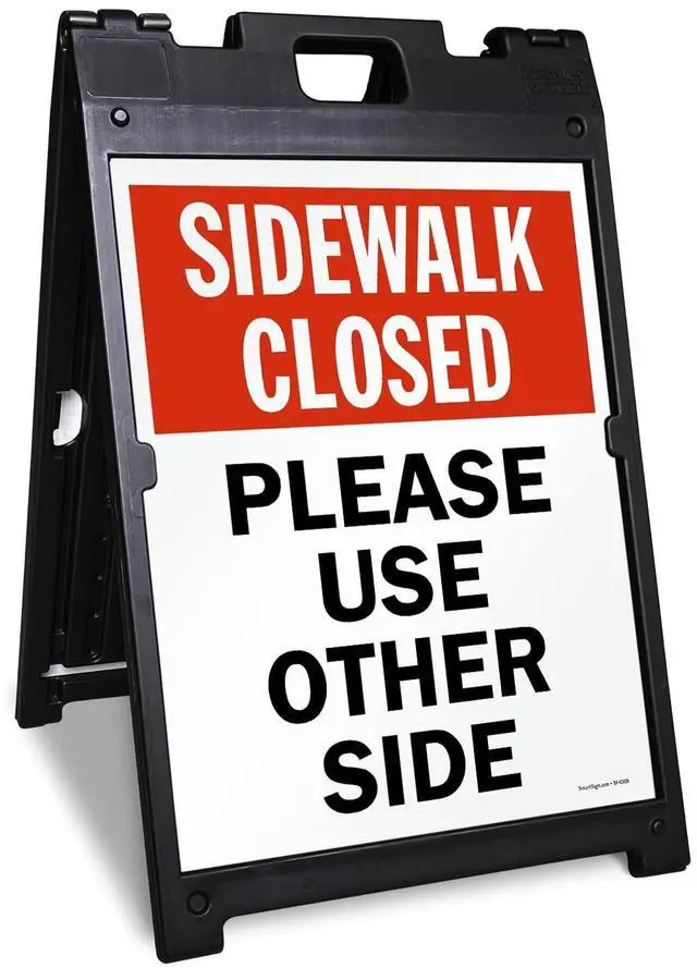 Main image of 24 x 18 inch Sidewalk Closed - Please Use Other Side Two-Sided BabyBoss A-Frame Sign Kit, Plastic, Multicolor (1 A-Frame + 2 Sign Panels)