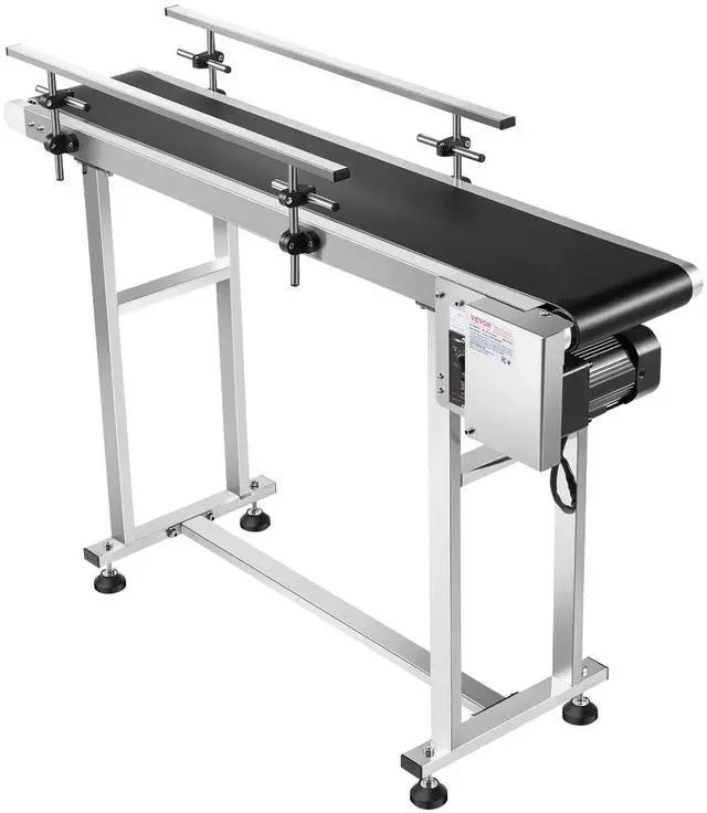 Main image of Belt Conveyor Length 47-Inch, PVC Conveyor Belt Width 7.8-Inch, Motorized Conveyor Industrial Transport Conveyor, w/Double Guardrails Anti-Static Adjustable Conveyor Table Electric Handling