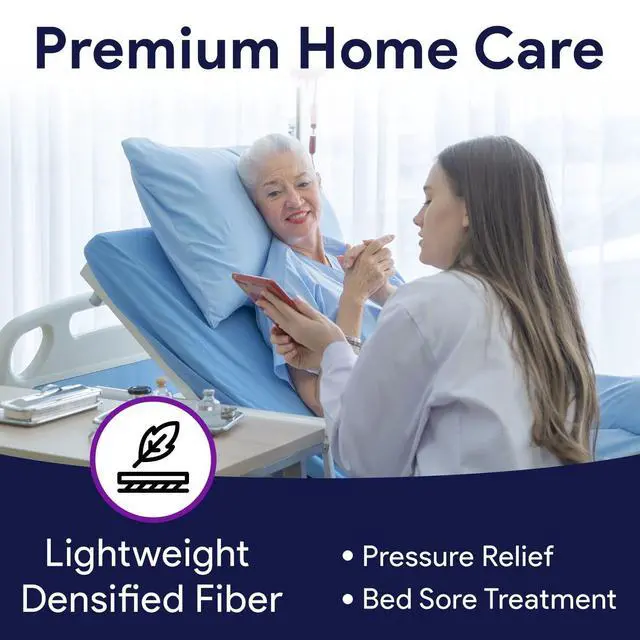 Alt view image 2 of 6 - Densified Fiber Hospital Bed Mattress - Lightweight Nylon Home Care Medical Bed Mattresses - Pressure Relief and Bed Sore Treatment - 100% Recyclable Material - 35 x 80 x 6