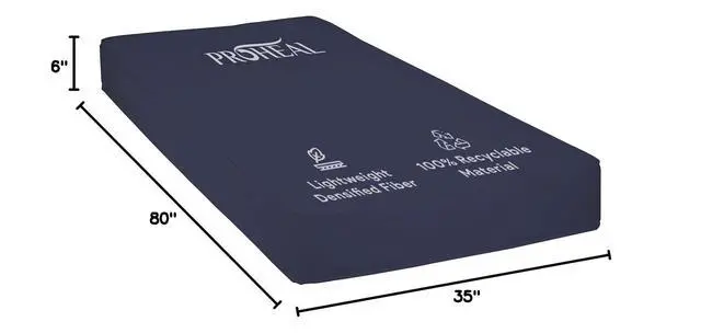 Alt view image 6 of 6 - Densified Fiber Hospital Bed Mattress - Lightweight Nylon Home Care Medical Bed Mattresses - Pressure Relief and Bed Sore Treatment - 100% Recyclable Material - 35 x 80 x 6