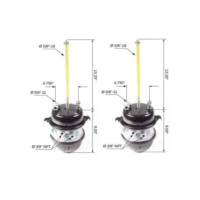 Alt view image 2 of 6 - 2-PCS Type 30/30 Sealed Air Spring Brake Chamber - 2 1/2" Stroke Threaded | F224746E-2QTY