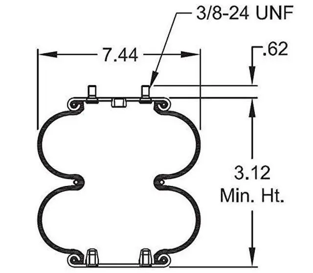Alt view image 3 of 6 - 2 pack of Double Convoluted Air Spring Bag (Replaces Firestone 7659, W01-358-7659, Hendrickson 5079) (2 x TR7659)