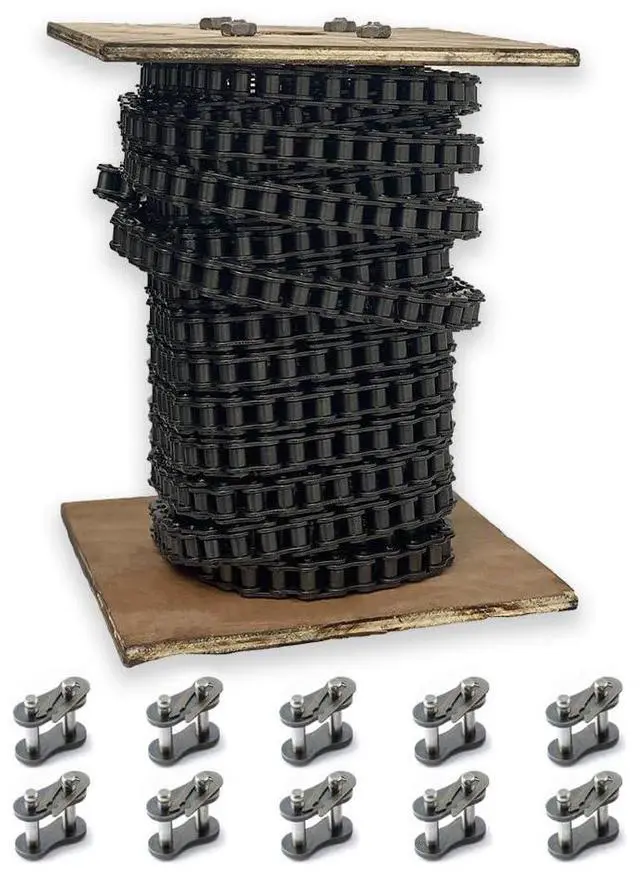 Main image of PGN #35 Roller Chain - 100 Feet + 10 Free Connecting Links - Carbon Steel Chains for Bycicles, Mini Bikes, Motorcycles, Go-Karts, Home and Industrial Machinery