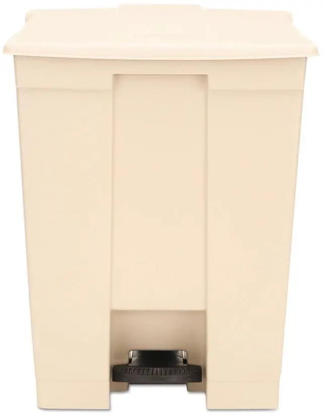 Main image of Rubbermaid Commercial Fire-Safe Step-On Receptacle, Rectangular, Polyethylene, 18 Gallons, Beige (614500BG)