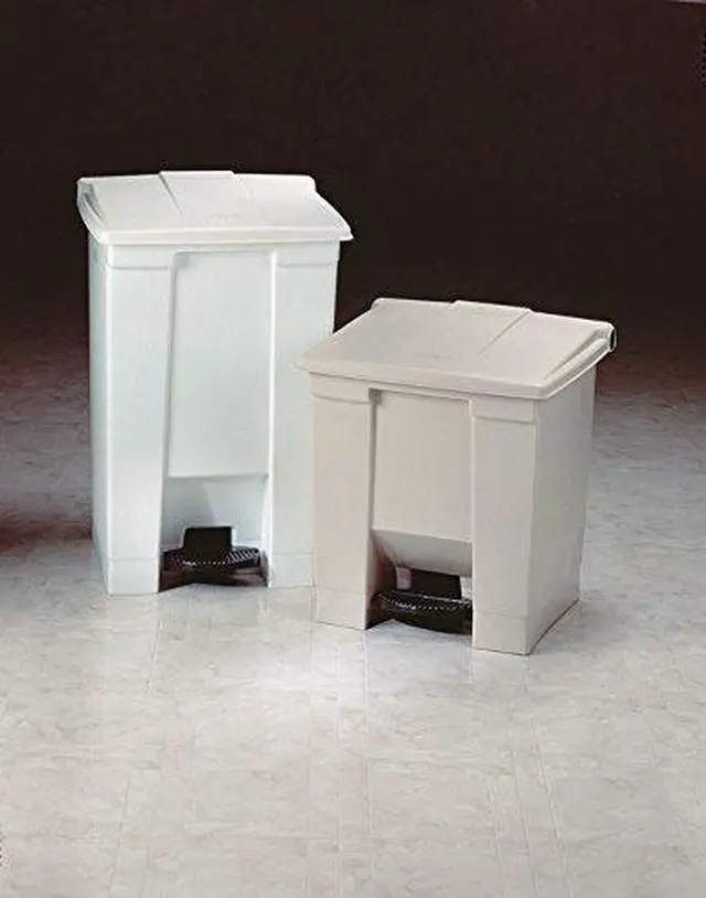 Alt view image 2 of 6 - Rubbermaid Commercial Fire-Safe Step-On Receptacle, Rectangular, Polyethylene, 18 Gallons, Beige (614500BG)