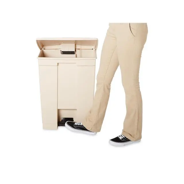 Alt view image 6 of 6 - Rubbermaid Commercial Fire-Safe Step-On Receptacle, Rectangular, Polyethylene, 18 Gallons, Beige (614500BG)