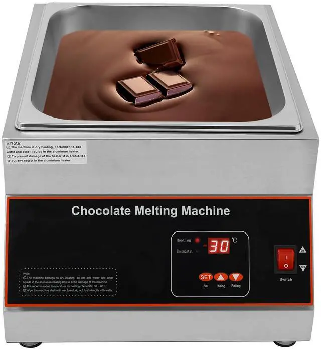 Main image of Chocolate Melting Pot, 500W 12kg/26.5lbs Electric Chocolate Tempering Machine, Stainless Steel Commercial Chocolate Melter Food Warmer for Catering Restaurant, 1 Tank, 32-203°F
