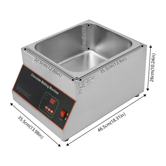 Alt view image 3 of 6 - Chocolate Melting Pot, 500W 12kg/26.5lbs Electric Chocolate Tempering Machine, Stainless Steel Commercial Chocolate Melter Food Warmer for Catering Restaurant, 1 Tank, 32-203°F