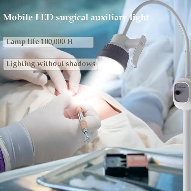 Alt view image 2 of 6 - Surgical Examination Light Lamp 5W/12W Floor Stand Type Medical Exam Lamp, w/Universal Wheels Mobile Shadow Less Flexible Gooseneck LED Exam (12W Upgraded Inspection Light)