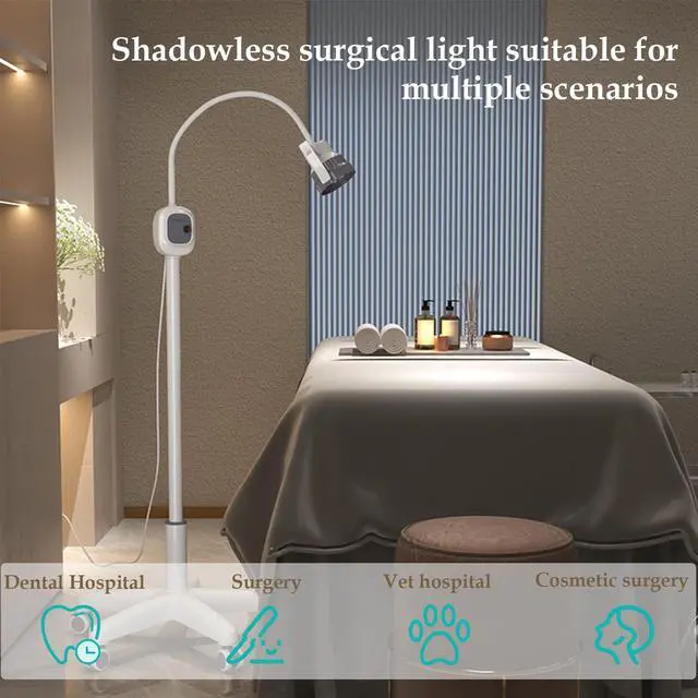 Alt view image 3 of 6 - Surgical Examination Light Lamp 5W/12W Floor Stand Type Medical Exam Lamp, w/Universal Wheels Mobile Shadow Less Flexible Gooseneck LED Exam (12W Upgraded Inspection Light)