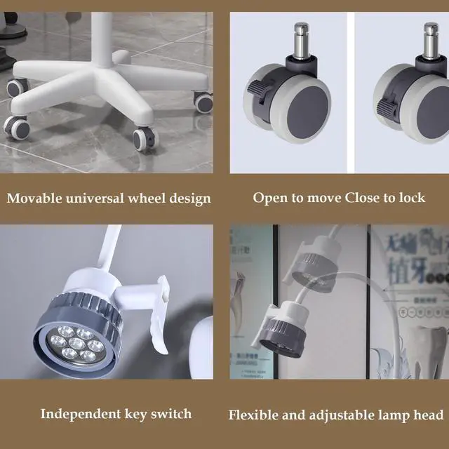 Alt view image 5 of 6 - Surgical Examination Light Lamp 5W/12W Floor Stand Type Medical Exam Lamp, w/Universal Wheels Mobile Shadow Less Flexible Gooseneck LED Exam (12W Upgraded Inspection Light)