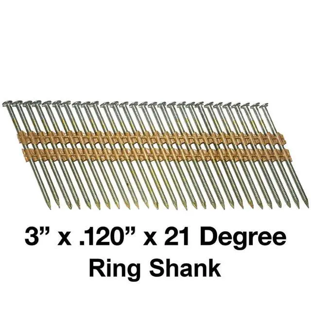 Alt view image 2 of 5 - 3" x.120" - 10d - 21 Degree Plastic Strip - Ring Shank - Vinyl Coated, Hot Galvanized Full Box ~4000 Nails