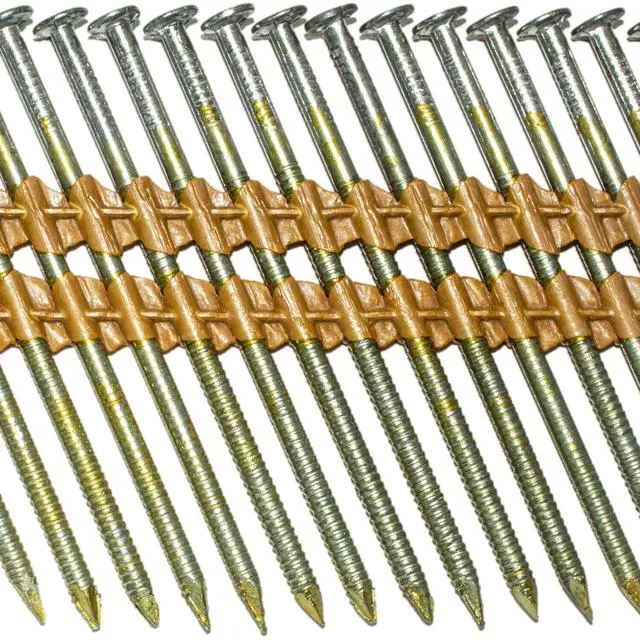Alt view image 3 of 5 - 3" x.120" - 10d - 21 Degree Plastic Strip - Ring Shank - Vinyl Coated, Hot Galvanized Full Box ~4000 Nails