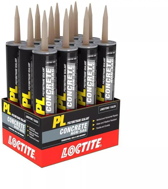 Main image of PL Concrete Non-Sag, Limestone Polyurethane Sealant, Gray, 10 fl oz Cartridge, 12 Pack