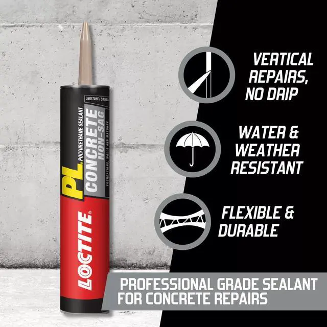 Alt view image 2 of 5 - PL Concrete Non-Sag, Limestone Polyurethane Sealant, Gray, 10 fl oz Cartridge, 12 Pack