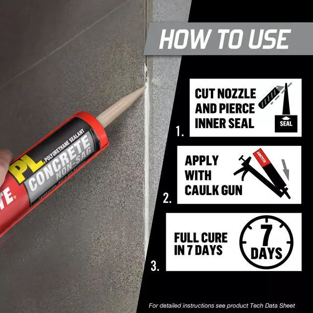 Alt view image 4 of 5 - PL Concrete Non-Sag, Limestone Polyurethane Sealant, Gray, 10 fl oz Cartridge, 12 Pack