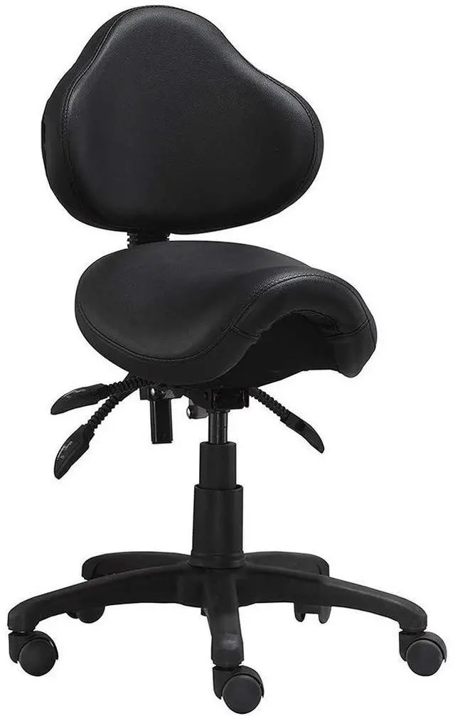 Main image of Ergonomic Adjustable Rolling Saddle Stool Chair with Back Wheels Support for Clinic Hospital Pharmacy Medical Beauty Lab Exam Office Technician Physical Therapy, Single, Set of 1