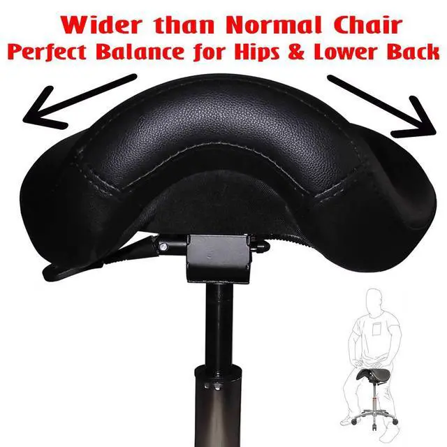 Alt view image 6 of 6 - Ergonomic Adjustable Rolling Saddle Stool Chair with Back Wheels Support for Clinic Hospital Pharmacy Medical Beauty Lab Exam Office Technician Physical Therapy, Single, Set of 1