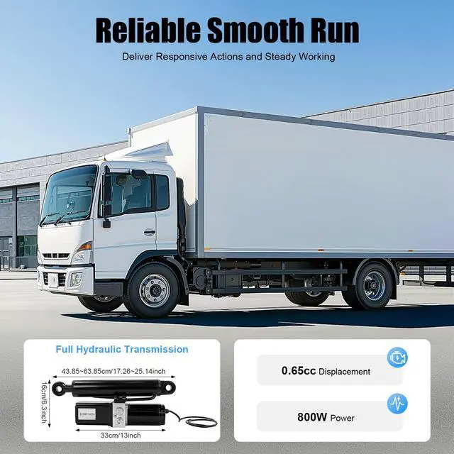 Alt view image 3 of 6 - 12V 8" Heavy Duty Hydraulic Linear Actuator Electric Hydraulic Motor 4409Lbs Compatible with Dump Trailers, Lift Tables, Solar Tracking System, Wheelchair Lift, Tractors, Cleaning Vehicle