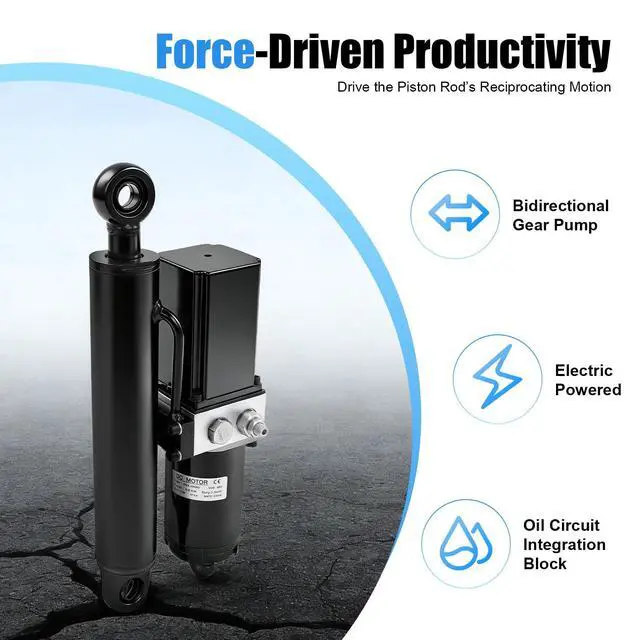 Alt view image 6 of 6 - 12V 8" Heavy Duty Hydraulic Linear Actuator Electric Hydraulic Motor 4409Lbs Compatible with Dump Trailers, Lift Tables, Solar Tracking System, Wheelchair Lift, Tractors, Cleaning Vehicle