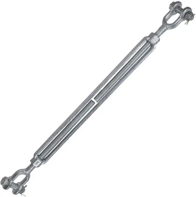 Main image of Jaw and Jaw Turnbuckle, 1" x 12", 10,000 LBS Working Load Limit, UNC Thread Hot-Dipped Galvanized Turnbuckle Heavy Duty for Wire Rope, in-Line Pulls & Tension Applications