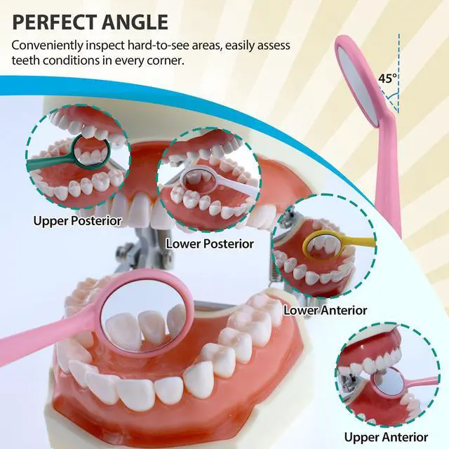 Alt view image 4 of 6 - 2000 Pcs Disposable Dental Mirrors by | Anti Fog Mouth Mirror Oral Dental Plastic Mirrors | Every Mirror Individually Wrapped for Dentist Adult - Pink