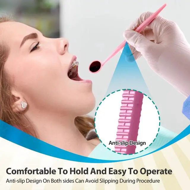 Alt view image 5 of 6 - 2000 Pcs Disposable Dental Mirrors by | Anti Fog Mouth Mirror Oral Dental Plastic Mirrors | Every Mirror Individually Wrapped for Dentist Adult - Pink