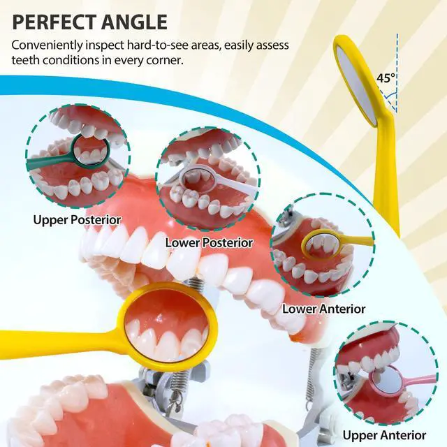 Alt view image 5 of 6 - 2000 Pcs Disposable Dental Mirrors by | Anti Fog Mouth Mirror Oral Dental Plastic Mirrors | Every Mirror Individually Wrapped for Dentist Adult - Yellow