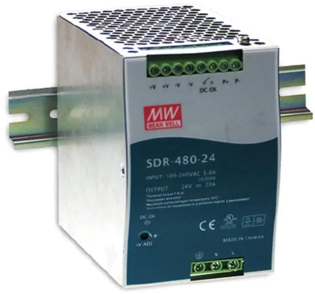 Main image of SDR-480-24 24V 20 Amp 480W AC to DC DIN-Rail Power Supply