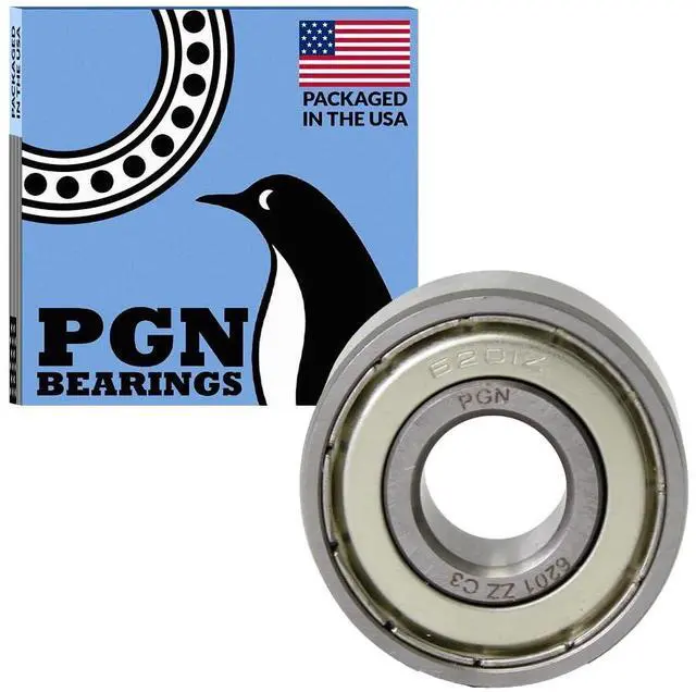 Main image of PGN (100 Pack) 6201-ZZ Bearing - Lubricated Chrome Steel Sealed Ball Bearing - 12x32x10mm Bearings with Metal Shield & High RPM Support