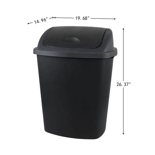 Alt view image 2 of 6 - 18 Gallon /70 L Swing Lid Large Garbage Bins, 4-Pack, Commercial Grade Plastic Trash Cans for Restaurants, Garages, Conference Rooms, Indoor Household and Commercial Use, Black