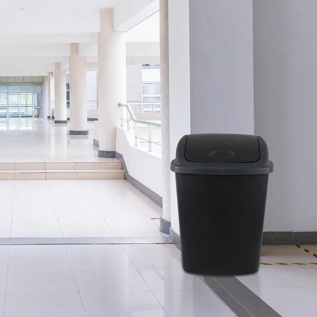 Alt view image 4 of 6 - 18 Gallon /70 L Swing Lid Large Garbage Bins, 4-Pack, Commercial Grade Plastic Trash Cans for Restaurants, Garages, Conference Rooms, Indoor Household and Commercial Use, Black
