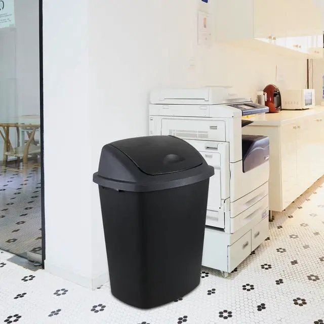 Alt view image 5 of 6 - 18 Gallon /70 L Swing Lid Large Garbage Bins, 4-Pack, Commercial Grade Plastic Trash Cans for Restaurants, Garages, Conference Rooms, Indoor Household and Commercial Use, Black