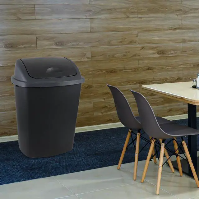 Alt view image 6 of 6 - 18 Gallon /70 L Swing Lid Large Garbage Bins, 4-Pack, Commercial Grade Plastic Trash Cans for Restaurants, Garages, Conference Rooms, Indoor Household and Commercial Use, Black